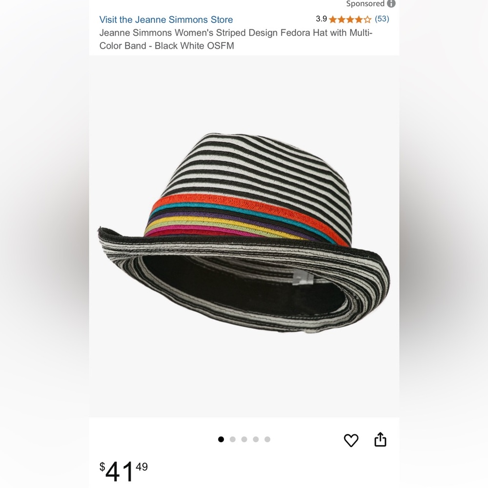 🌴Jeanne Simmons Women's Striped Design Fedora Hat with Multi-Color Band